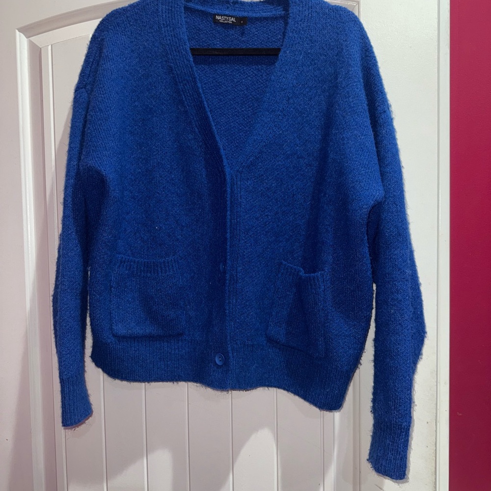 ❌SOLD❌Nasty Gal Blue Fuzzy Cardigan